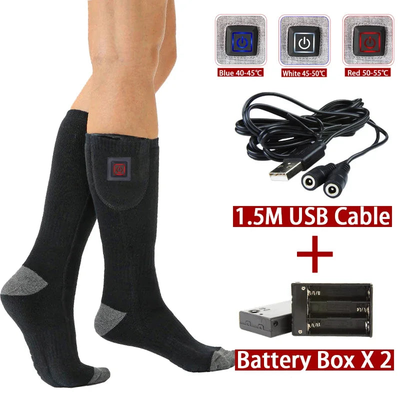 Heated Socks with USB Recharge – Adjustable Temperature for Men & Women