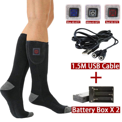 Heated Socks with USB Recharge – Adjustable Temperature for Men & Women