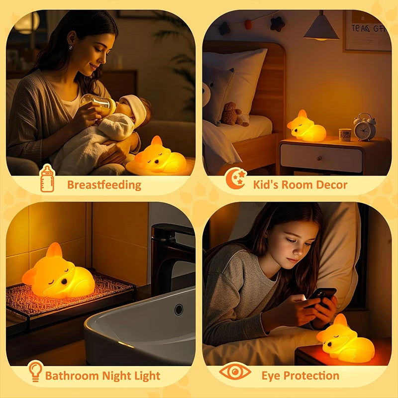 Silicone Night Light – Rechargeable, Dimmer with Timer | Cute Gift for All Ages