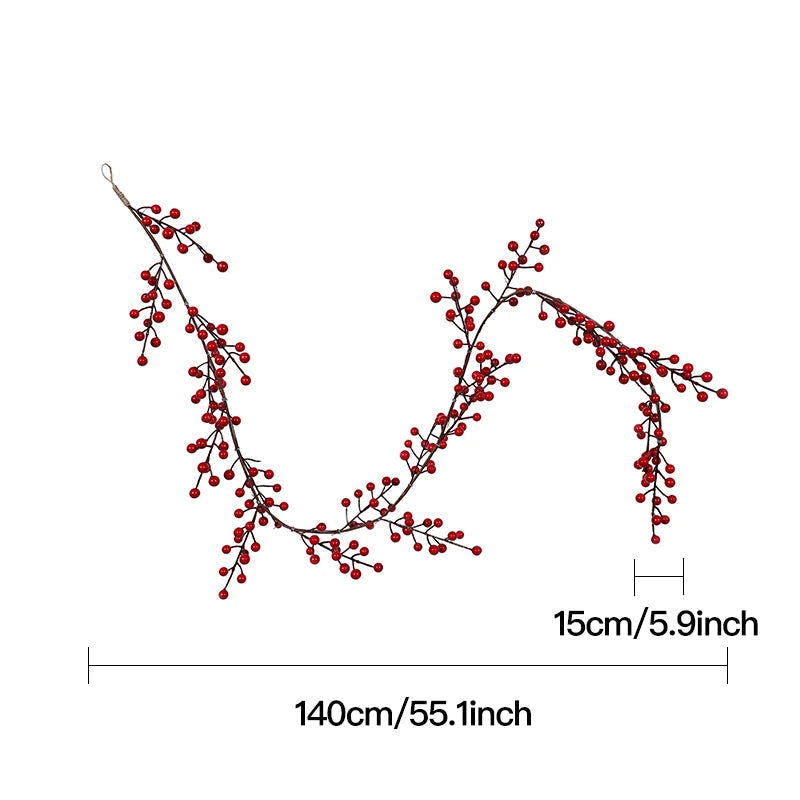 Artificial Berry Garland for Stylish Winter & Christmas Decor - Red Berries