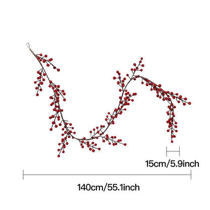 Artificial Berry Garland for Stylish Winter & Christmas Decor - Red Berries