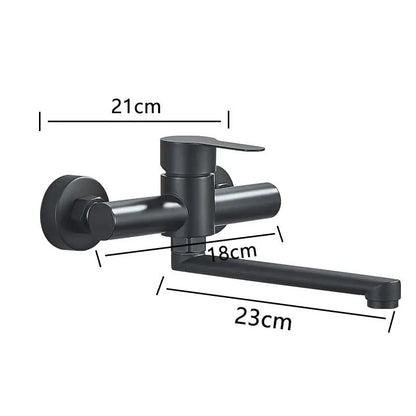 Wall-Mounted 360° Swivel Faucet with Dual Handles for Hot and Cold Water