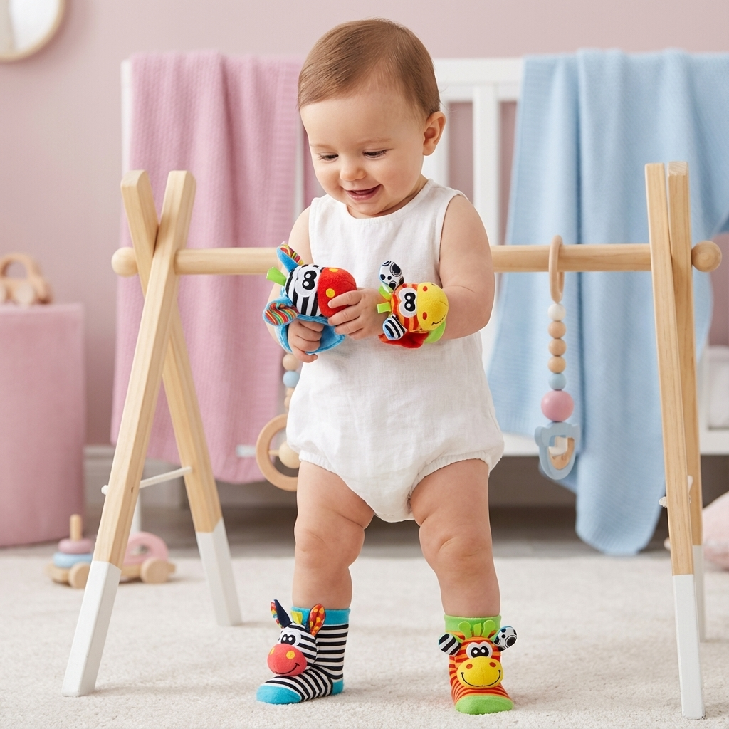 Sensory Plush Baby Socks and Bracelet