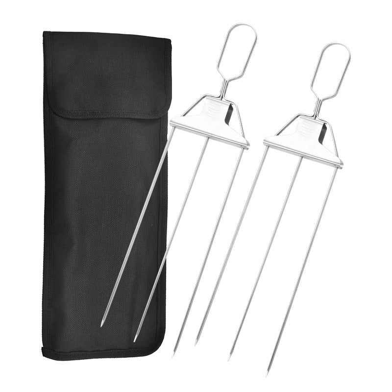 Stainless Steel Skewers with 9 Prongs – GrillMaster Trio for Perfectly Cooked Meat, Seafood & Vegetables | Dishwasher Safe | Includes Oxford Carry Bag