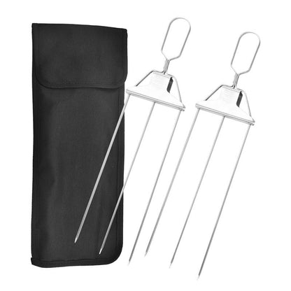 Stainless Steel Skewers with 9 Prongs – GrillMaster Trio for Perfectly Cooked Meat, Seafood & Vegetables | Dishwasher Safe | Includes Oxford Carry Bag