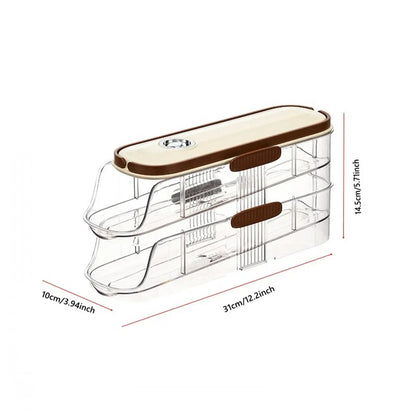 Rolling Refrigerator Egg Holder | Stackable Transparent Storage Box with Lid