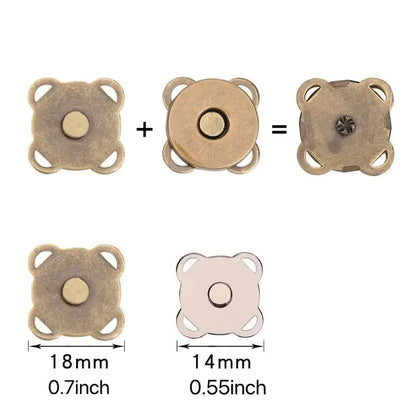 Magnetic Snap Button Set 1.4 cm | Metal Flower Design | 10 Pack for Sewing