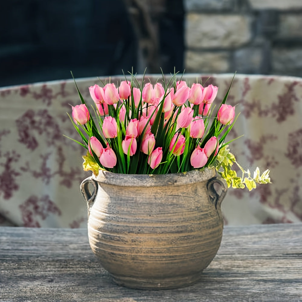 6-Pack Artificial Tulip Bouquets – UV-Resistant and Realistic for Home and Garden Decor