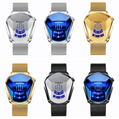 Men's Quartz Watch with Diamond Design