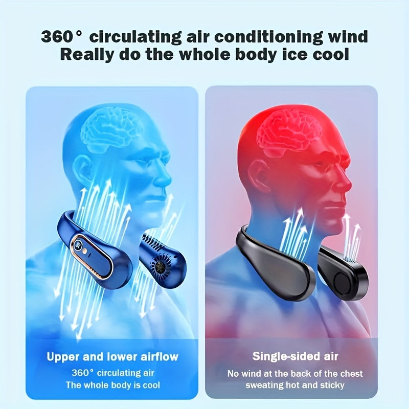 Portable USB Fan with 5 Speed Settings and Digital Display - Bladeless Design for Outdoor Use