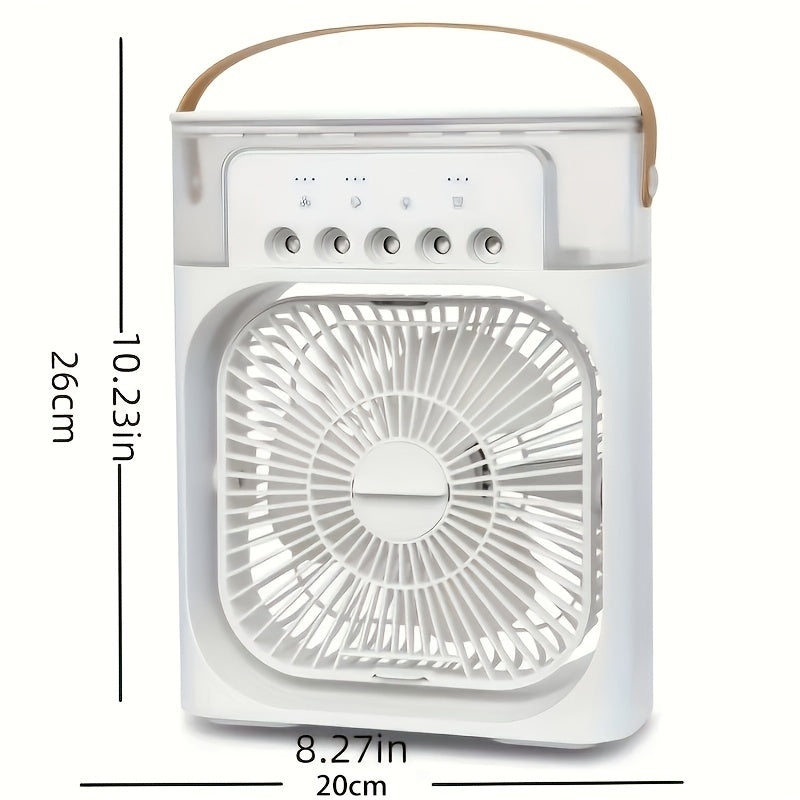 Compact Air Cooler for Home and Office - 3-Speed Hydrocooling Fan with 5 Humidifier Spray Heads