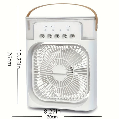 Compact Air Cooler for Home and Office - 3-Speed Hydrocooling Fan with 5 Humidifier Spray Heads