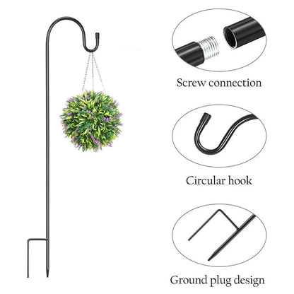Garden Hook Stake | 76 cm Metal | Black Rustproof | Perfect for Lanterns & Hanging Plants