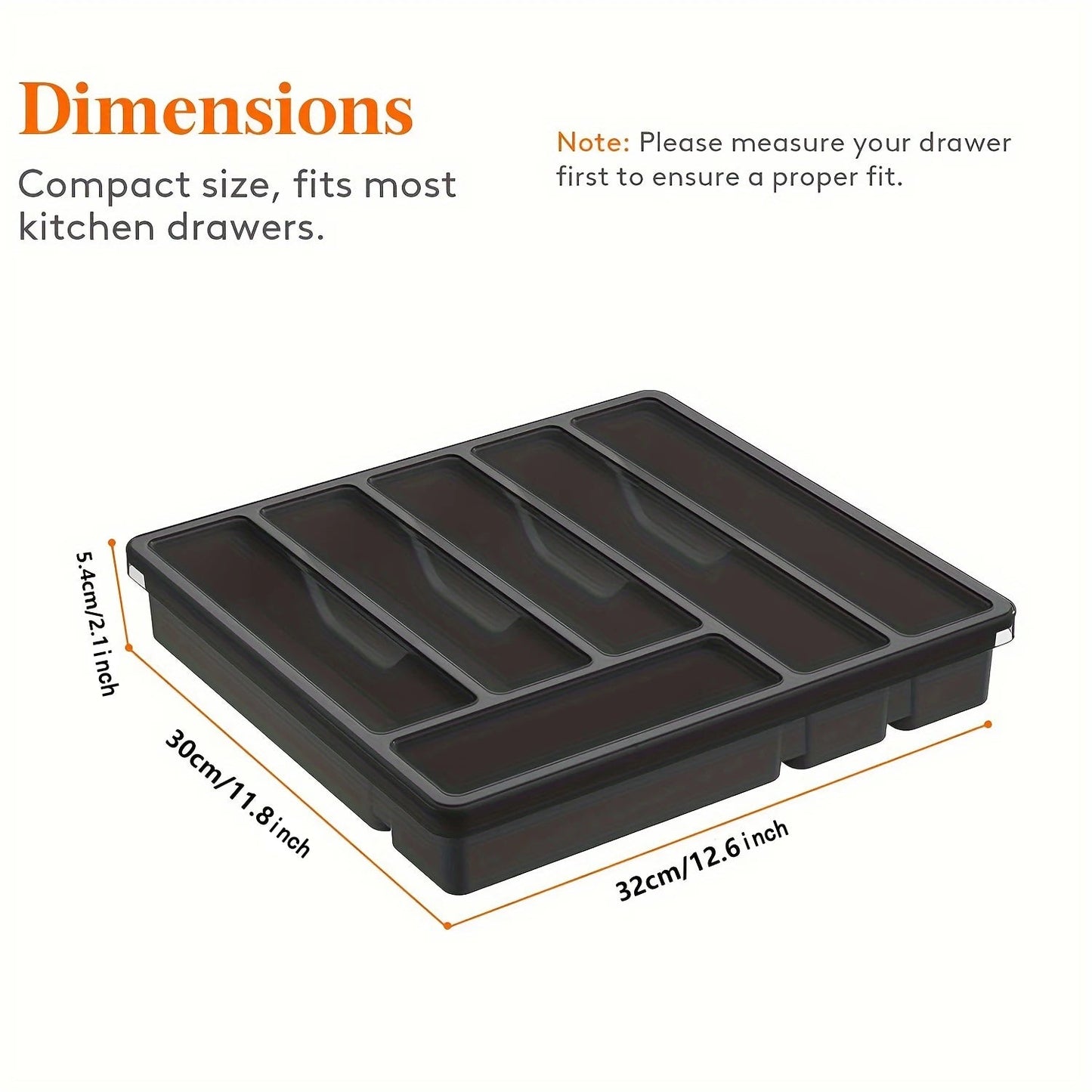 Cutlery Organizer with Lid | 6 Compartments | PP Plastic | 32x30x5.4 cm