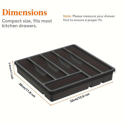 Cutlery Organizer with Lid | 6 Compartments | PP Plastic | 32x30x5.4 cm