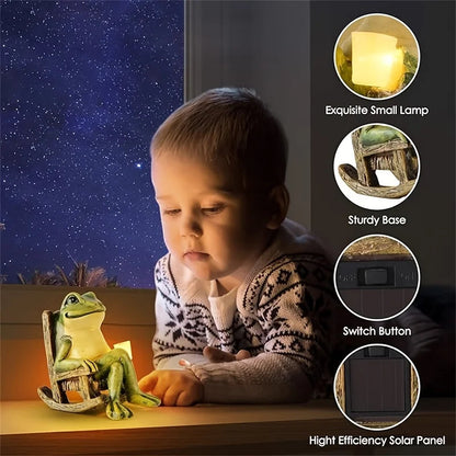 Solar-Powered Mini Frog Garden Sculpture | Weatherproof | Indoor and Outdoor Use