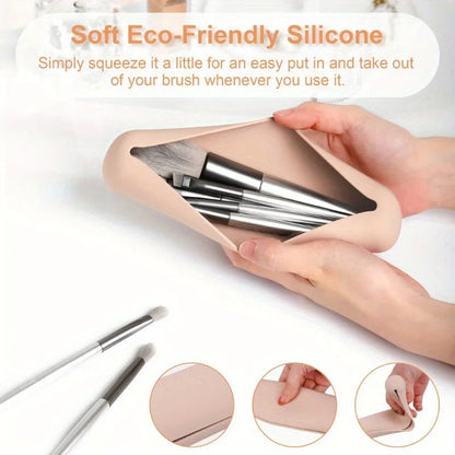 Compact Silicone Makeup Brush Holder – Modern Cosmetic Organizer 20.5x5.5 cm