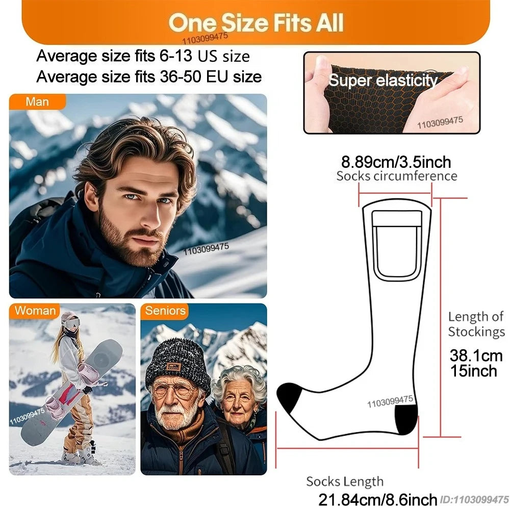 Heated Socks with Rechargeable 6000 mAh Battery | Up to 10 Hours Warmth | Unisex Thermal Socks for Outdoor, Skiing & Winter Use