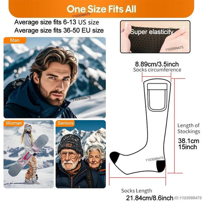 Heated Socks with Rechargeable 6000 mAh Battery | Up to 10 Hours Warmth | Unisex Thermal Socks for Outdoor, Skiing & Winter Use