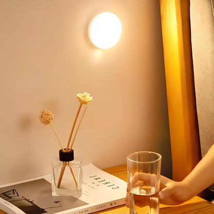 Round LED Night Light with Magnetic Motion Sensor – Compact Design