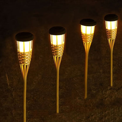 Solar Bamboo LED Flame Lights for Cozy Outdoor Atmosphere and Garden Decoration