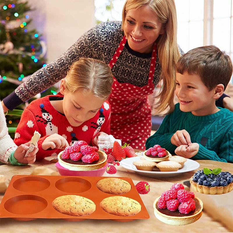 Flexible Silicone Baking Mold with 6 Cavities | Non-Stick | Round