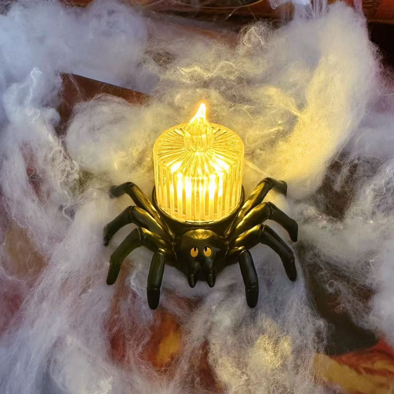 Halloween Spiderback Ornament with Candle and Eyeball Decorations