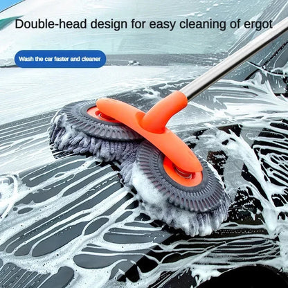 Car Wash Mop with Double Head Brush and 360° Rotation | Adjustable Aluminum Telescopic Handle 45–105 cm