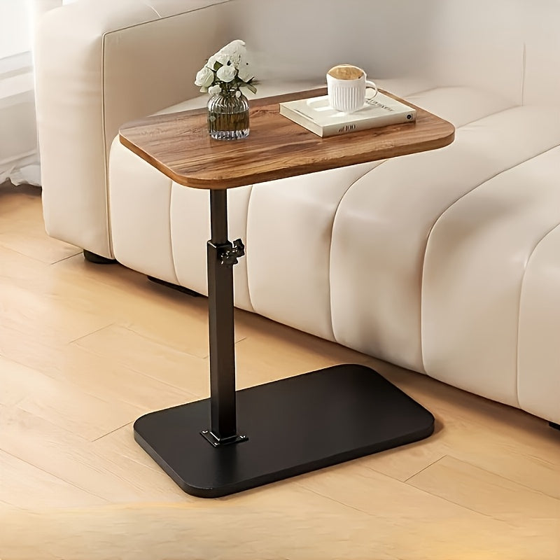 Wooden Side Table with Metal Frame – Adjustable Comfort Design