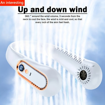 Portable USB Fan with 5 Speed Settings and Digital Display - Bladeless Design for Outdoor Use