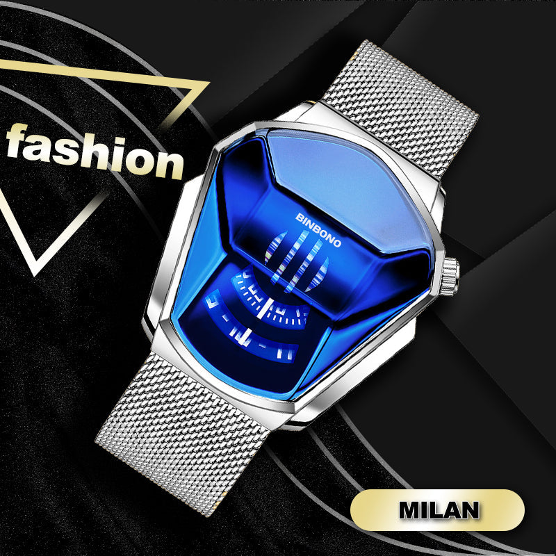 Men's Quartz Watch with Diamond Design