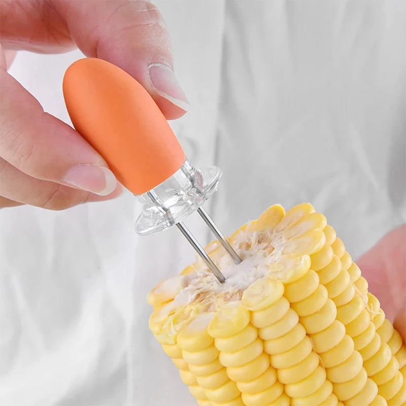 Stainless Steel Corn Fork Set | BBQ Corn Holder | 4 Pairs of Skewers
