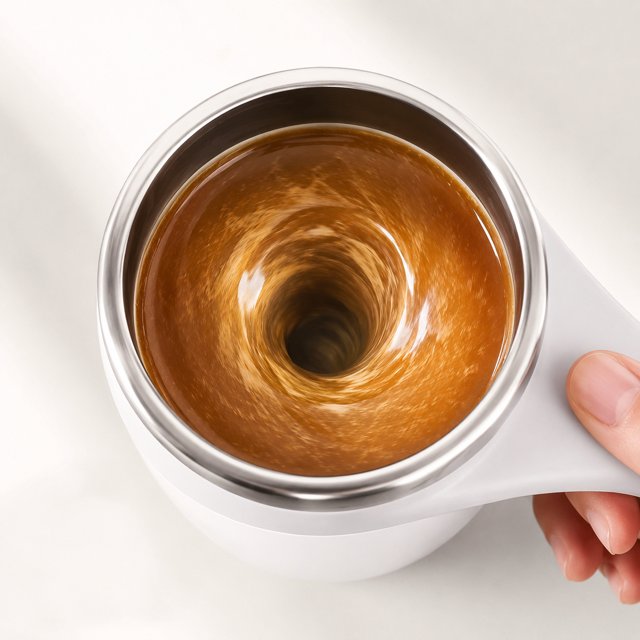 Self-Stirring Mug with Magnetic Base for Coffee and Smoothies