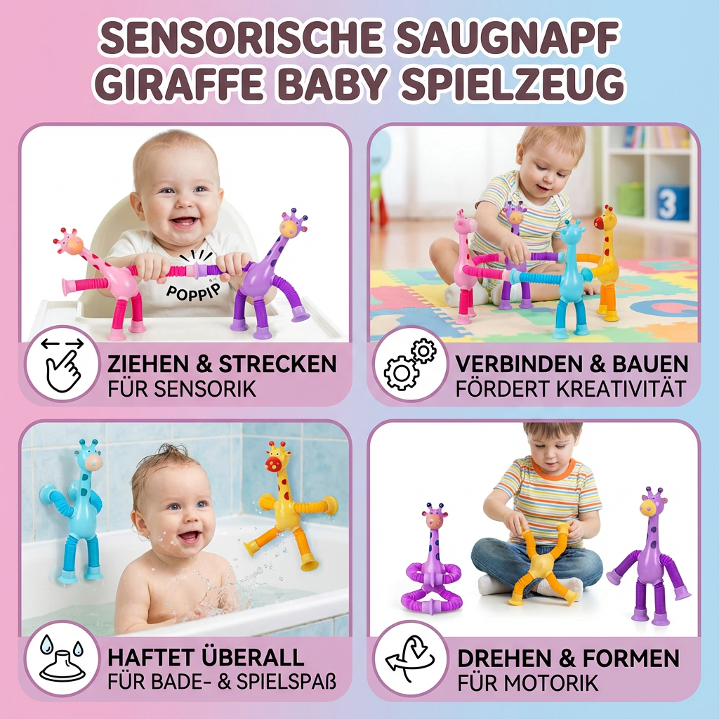 Baby Toy Giraffe with Sensory Suction Cups