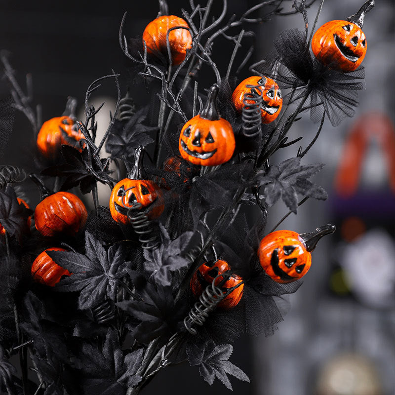 Halloween Black Pumpkin Branch Ornament for Decoration
