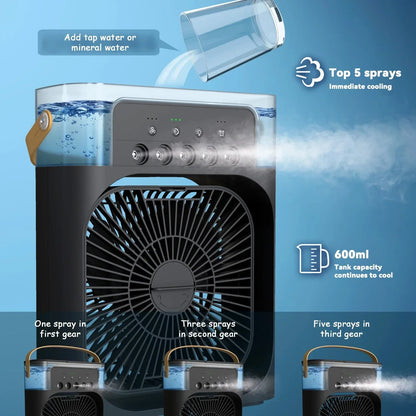 Compact 3-in-1 Air Cooler with Humidifier and LED Night Light