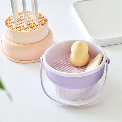 3-in-1 Makeup Brush Cleaning Station | Clean, Dry & Store
