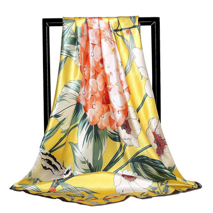 Large Square Simulation Silk Scarf – Versatile Fashion Accessory