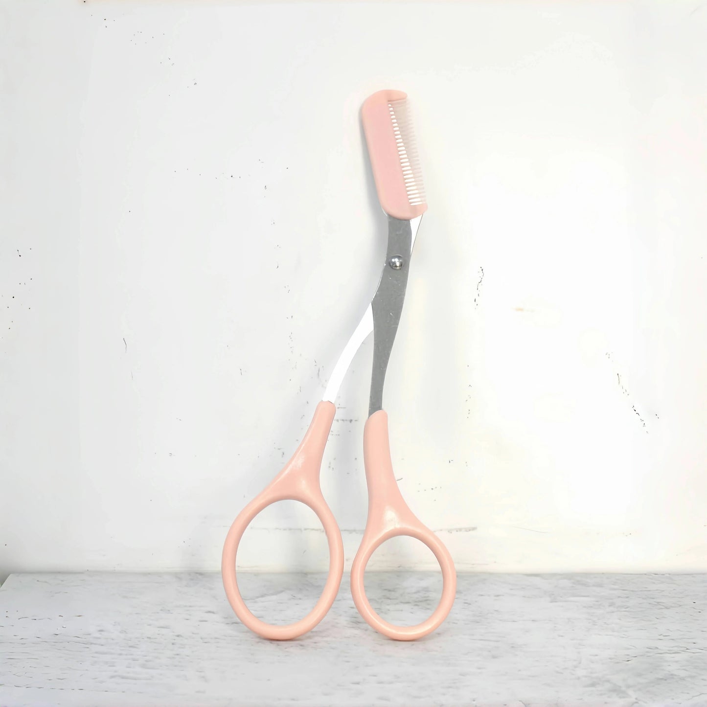 Integrated Comb Eyebrow Scissors for Precise Grooming and Styling - Stainless Steel and Plastic