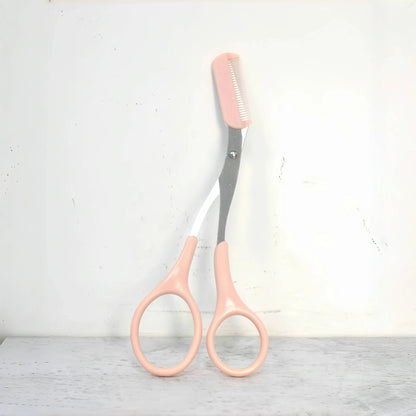 Integrated Comb Eyebrow Scissors for Precise Grooming and Styling - Stainless Steel and Plastic
