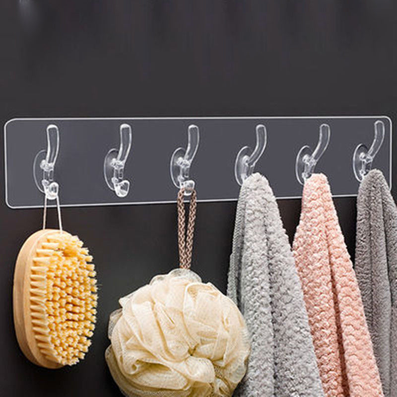 Versatile Adhesive Hooks - No Drill, Transparent Design