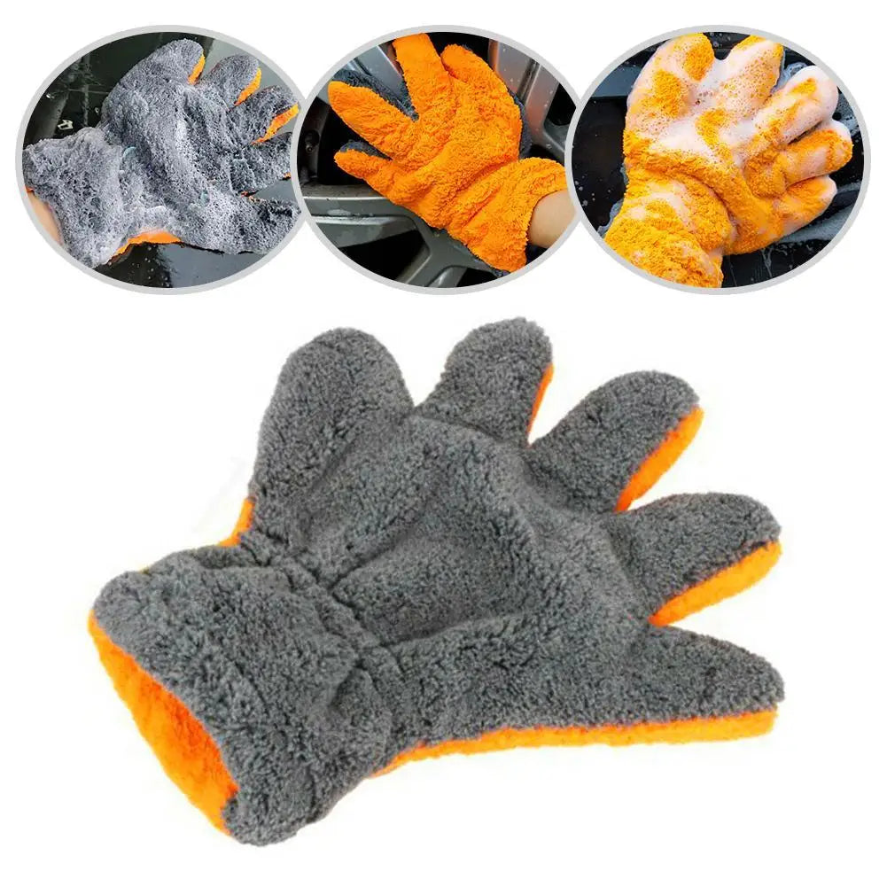 Dual-Sided Microfiber Car Wash Glove | Scratch-Free 5-Finger Design