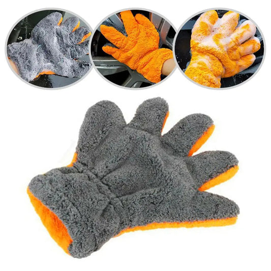 Dual-Sided Microfiber Car Wash Glove | Scratch-Free 5-Finger Design