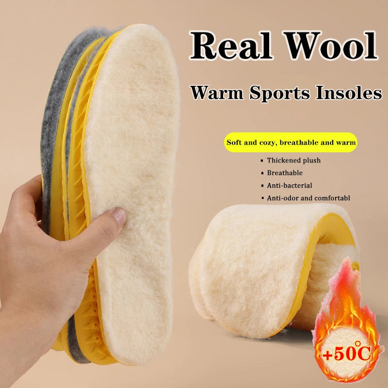 Lambswool Insoles – Antibacterial & Self-Warming – Soft, Odor-Resistant Winter Inserts