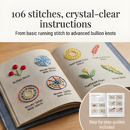 Master 106 Embroidery Stitches with Easy Step-by-Step Guidance