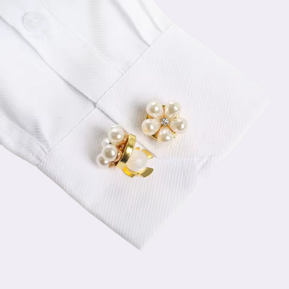 Elegant Pearl Blossom Brooch Clip for Open Blouses & Deep Necklines