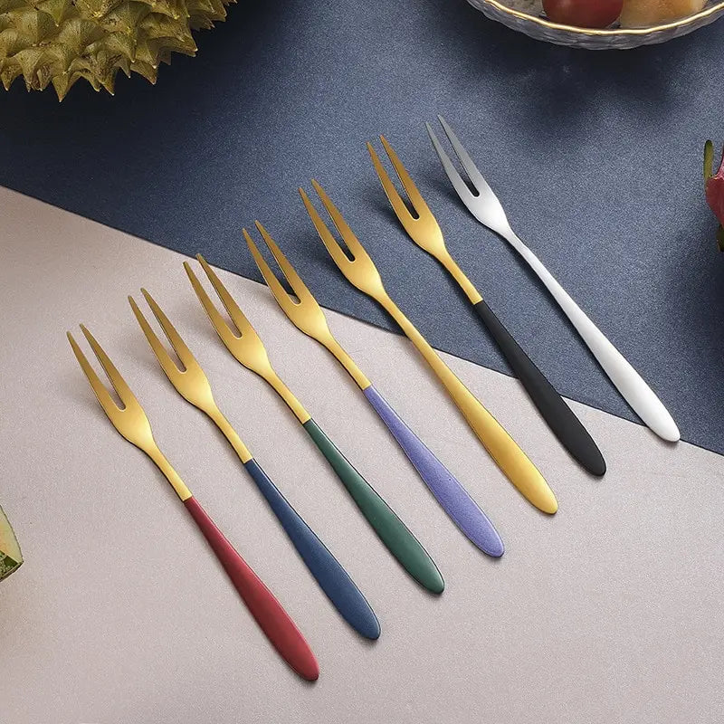 Elegant 7-Piece Stainless Steel Fork Set for Desserts & Salads