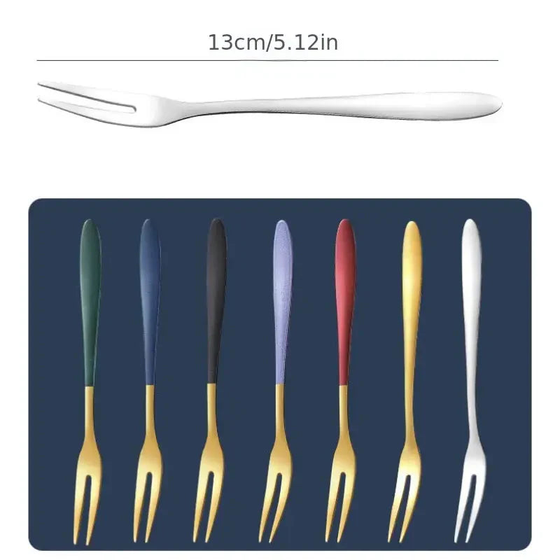 Elegant 7-Piece Stainless Steel Fork Set for Desserts & Salads