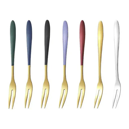 Elegant 7-Piece Stainless Steel Fork Set for Desserts & Salads