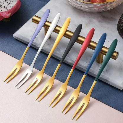 Elegant 7-Piece Stainless Steel Fork Set for Desserts & Salads